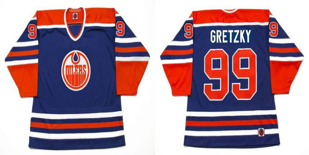 2019 Men Edmonton Oilers 99 Gretzky Blue CCM NHL jerseys
